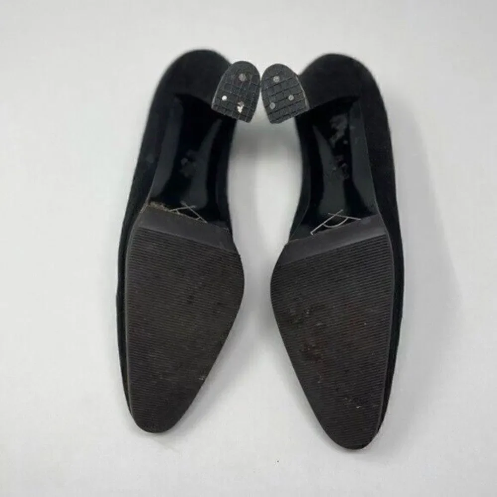 Karl Lagerfield 1980's Victorian style vintage heels black suede 6.5B BoxI
